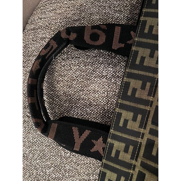 Fendi Zucca Collapsible Tote Bag With Iconic FF Pattern & Leather Accents - Picture 4 of 10